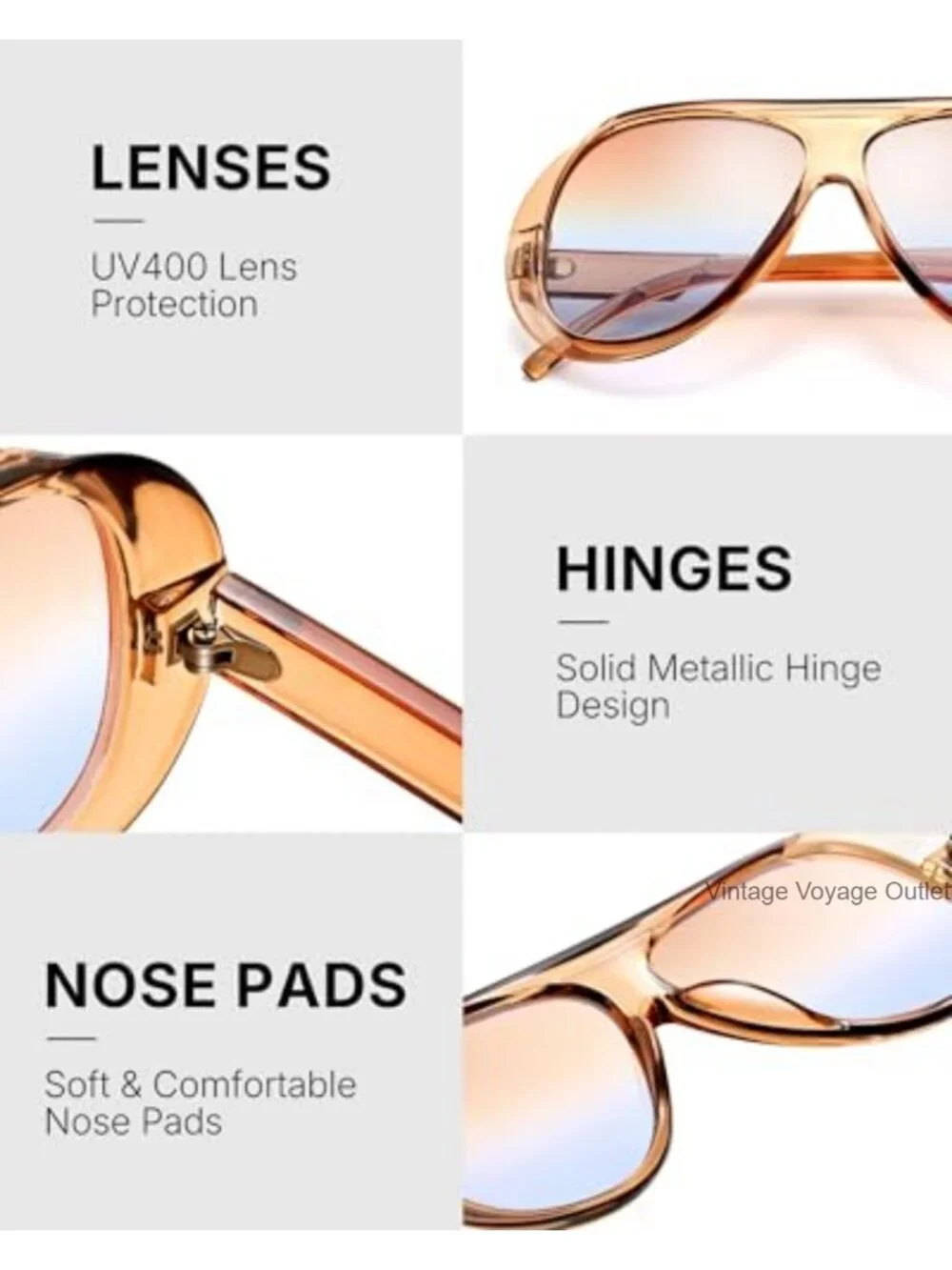 Retro Oversized Aviator Sunglasses UV400 for Men Women Streetwear